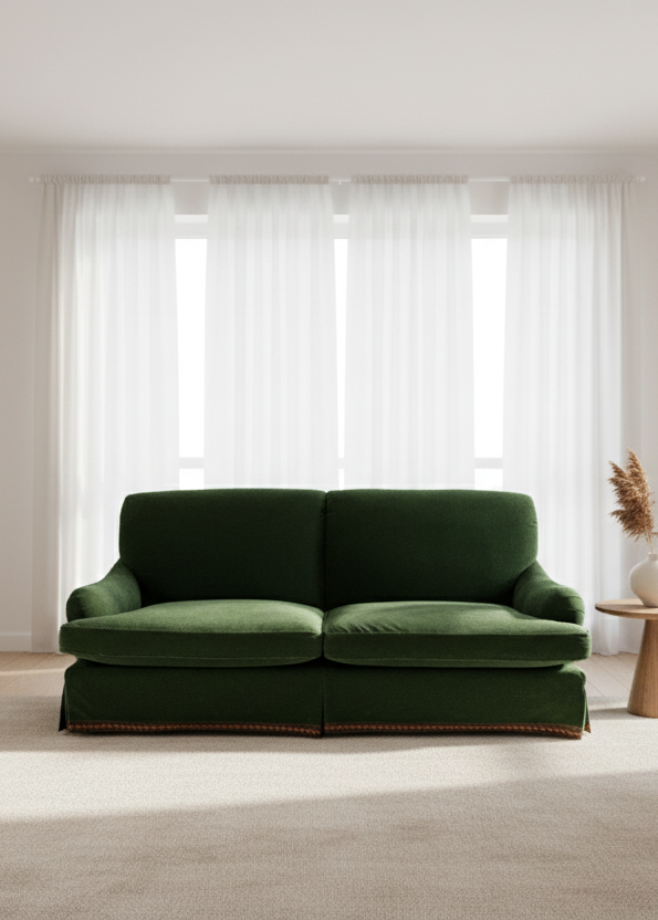 Custom Velvet Mohair Green Sofa