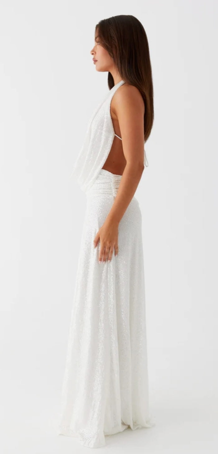Peppermayo Exclusive - Elysia Sequin Maxi Dress - White
