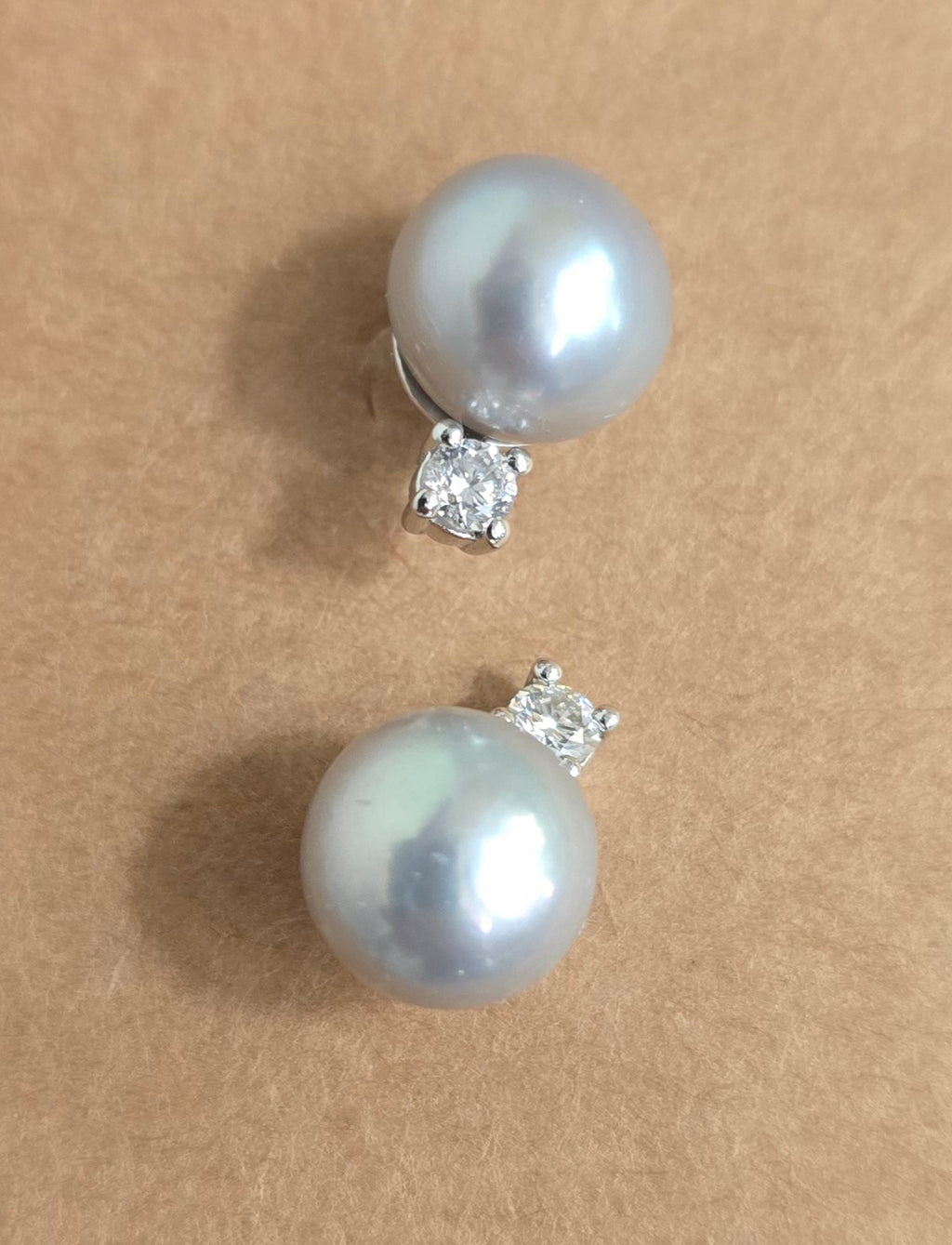 Freshwater Pearl and Diamond Earrings