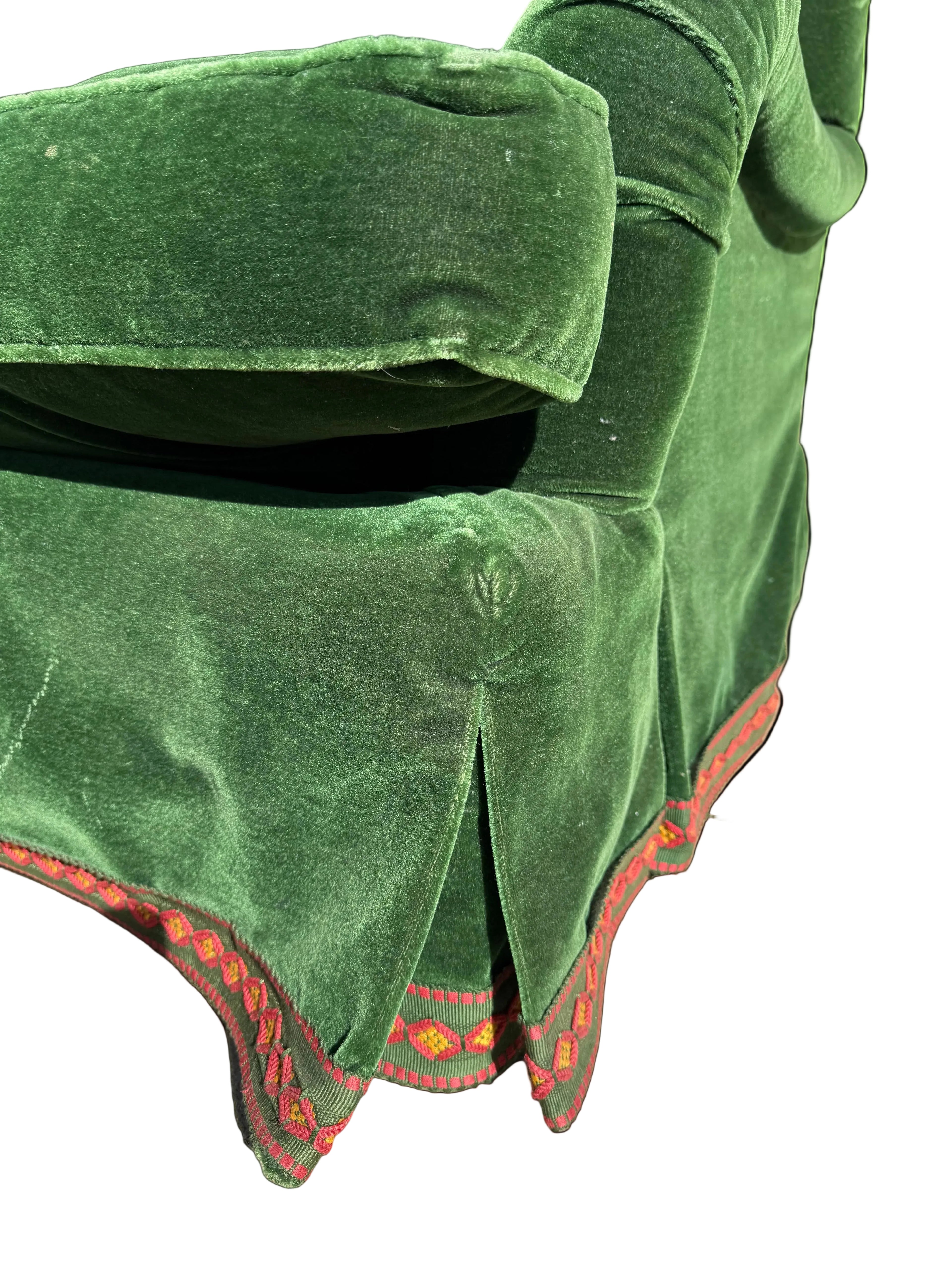 Custom Velvet Mohair Green Sofa