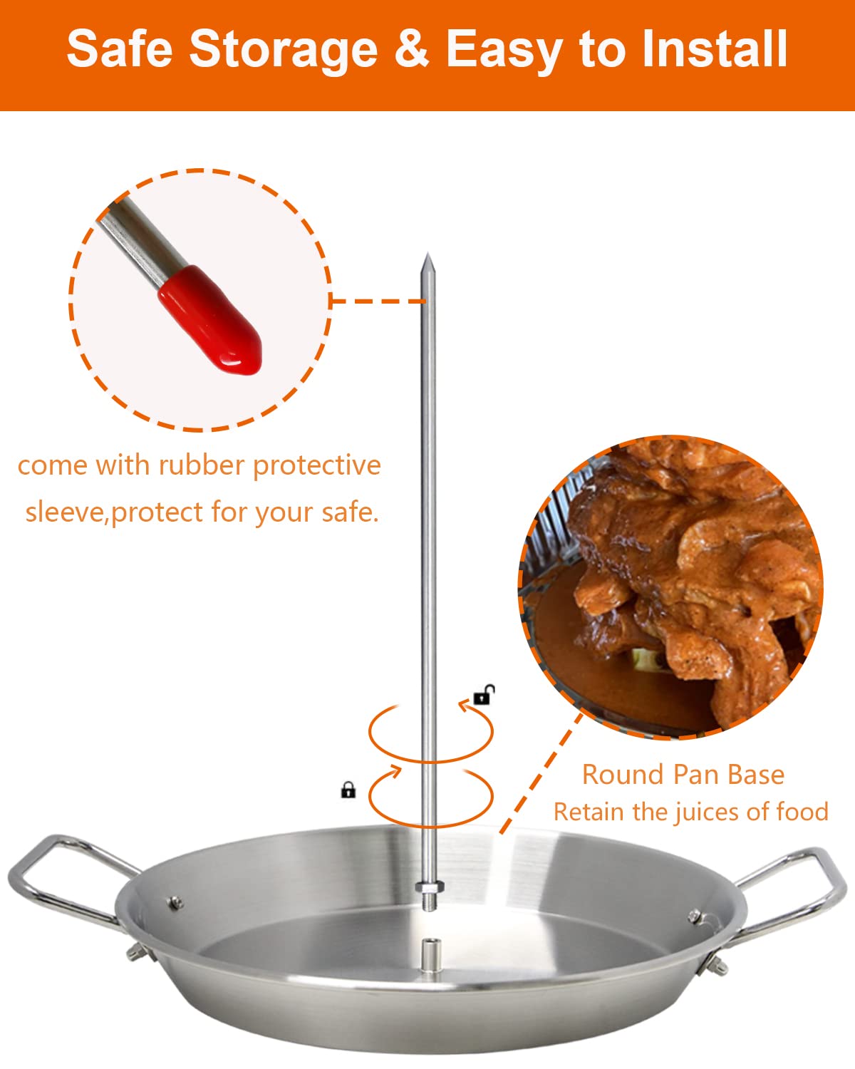 DOLAMOTY BBQ Vertical Skewer Pan Gyro Spit Shawarma Skewer Stand for oven, Al Pastor Skewer for Grill, El Pastor Hack for Tacos Al Pastor Chicken, Brazilian, Stainless Steel, with 8",10" stick