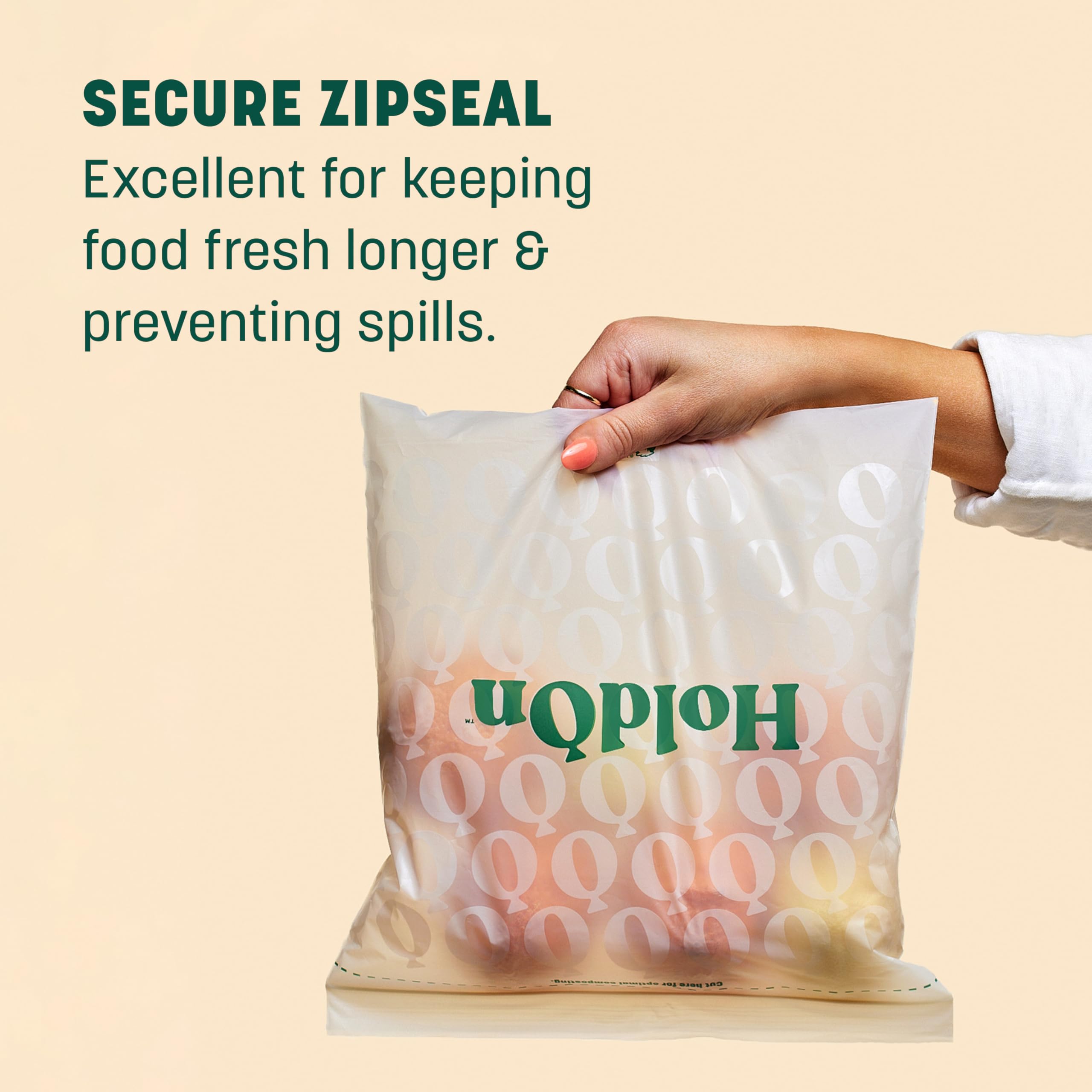 Zipseal Gallon Bags - Compostable, PFOA-Free, BPA-Free, Food-Safe Zip Seal Food Storage Bags/Freezer-Safe Gallon Bags With Secure Seal for Home & Travel (2-pack, 50 bags total)