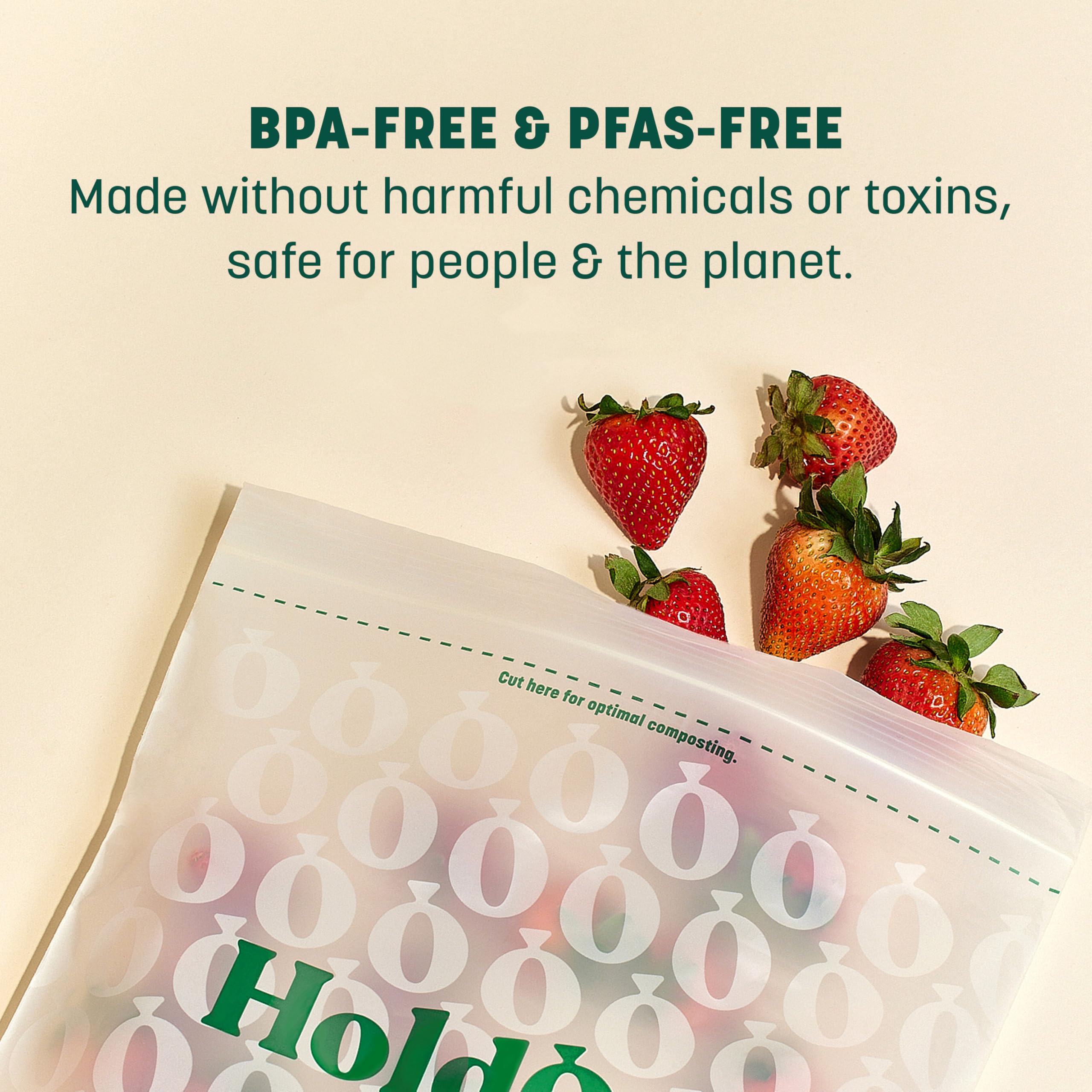 Zipseal Gallon Bags - Compostable, PFOA-Free, BPA-Free, Food-Safe Zip Seal Food Storage Bags/Freezer-Safe Gallon Bags With Secure Seal for Home & Travel (2-pack, 50 bags total)