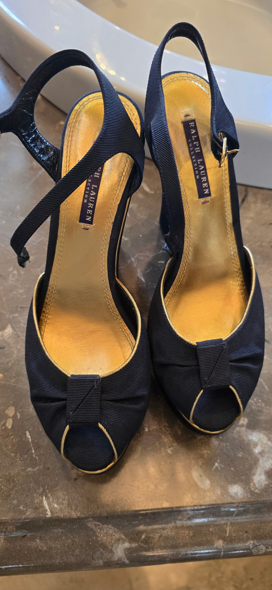 Ralph Lauren Collection Navy Cloth Heels