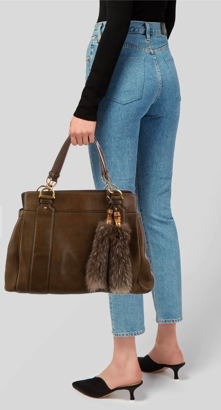Gucci Smilla leather and raccoon tote