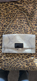 Kate Spade snake print white clutch