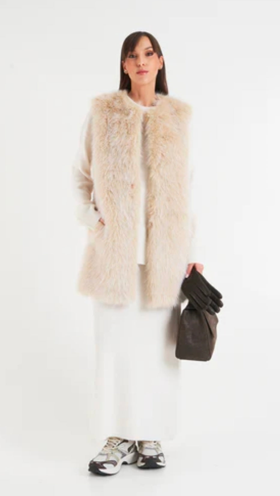 HERNO Fur sleeveless coat