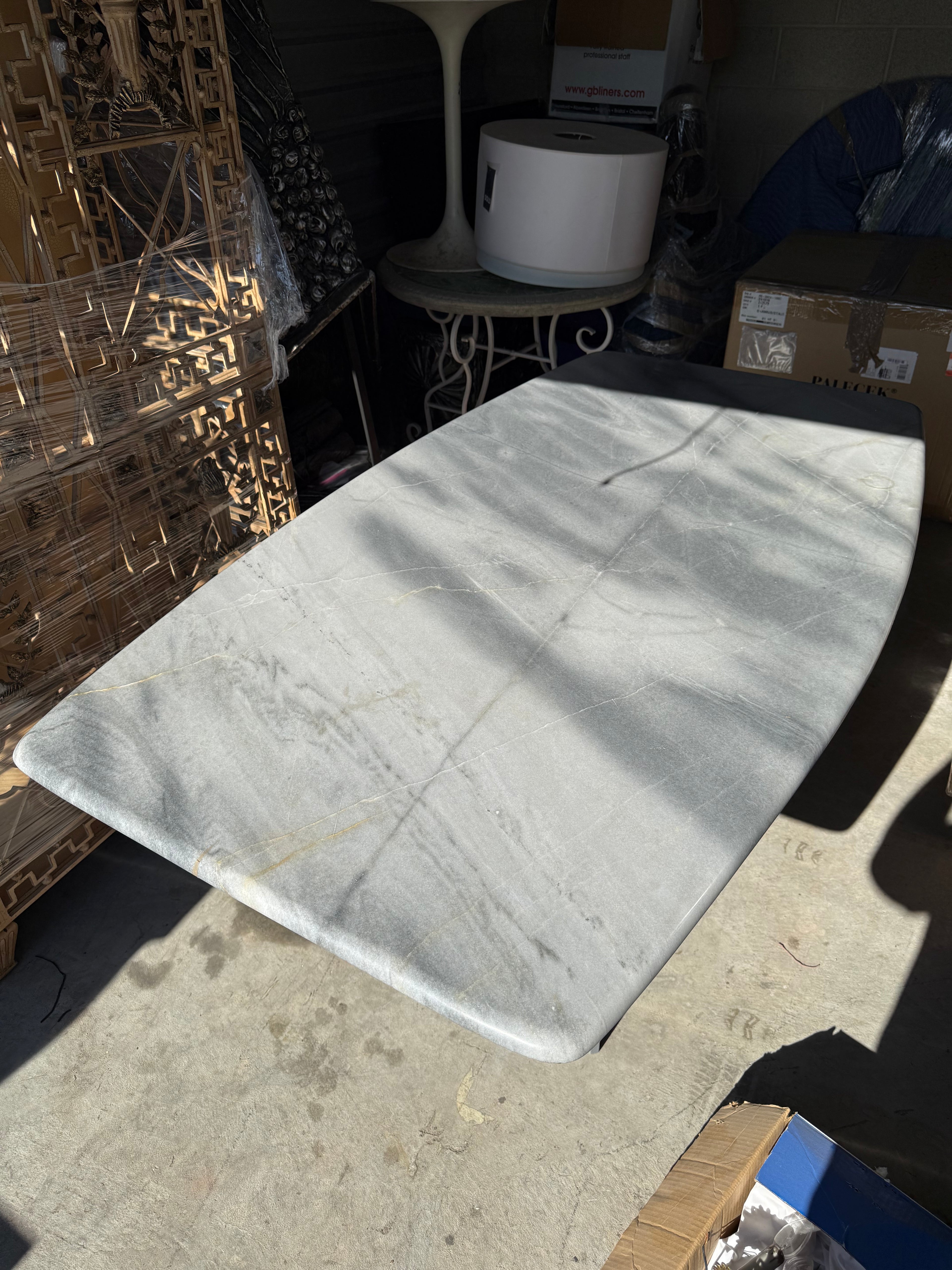 Mid-Century Solid Marble Dining Table