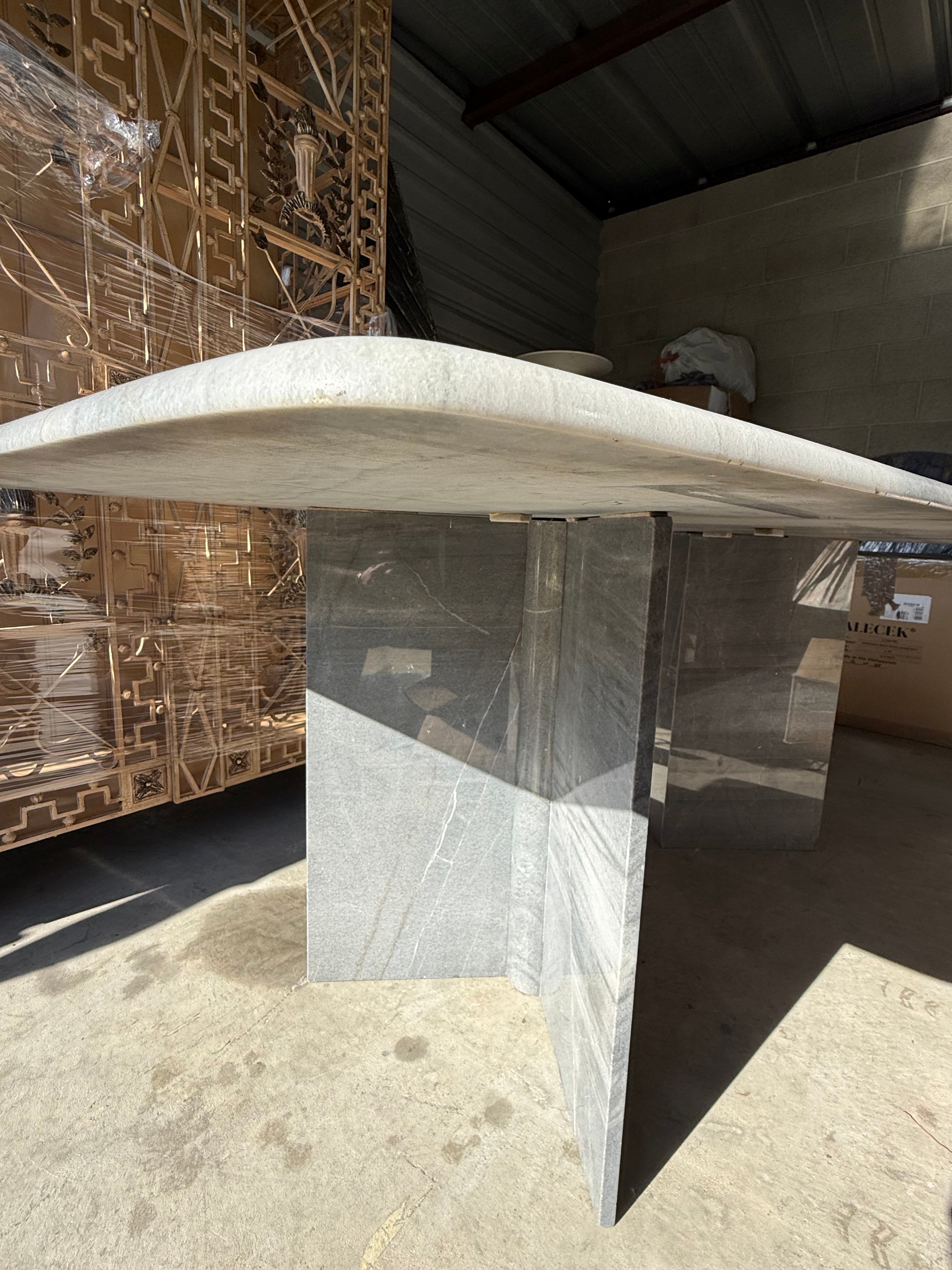 Mid-Century Solid Marble Dining Table