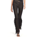 Polo ralph lauren black denim leather fringe jean