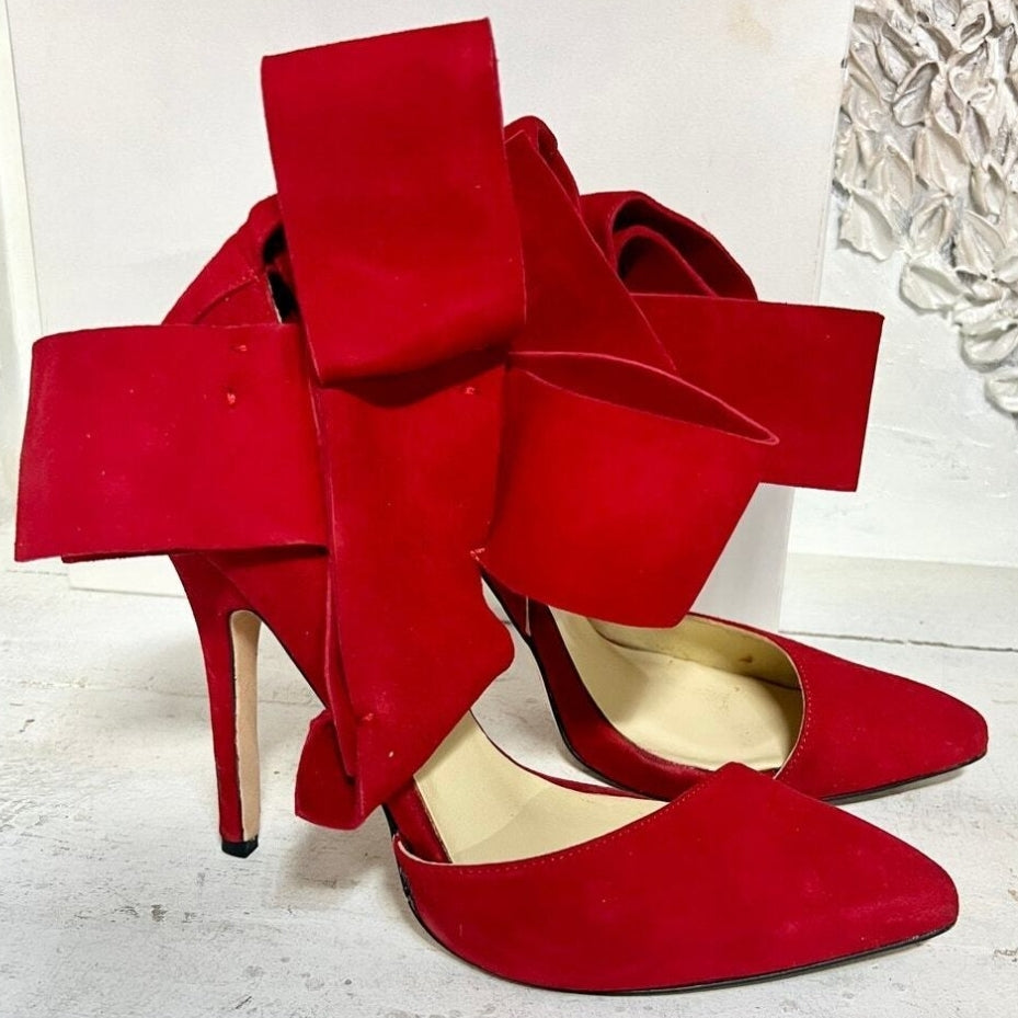 Aminah Abdul Jillil Suede Bow Accents Stilettos