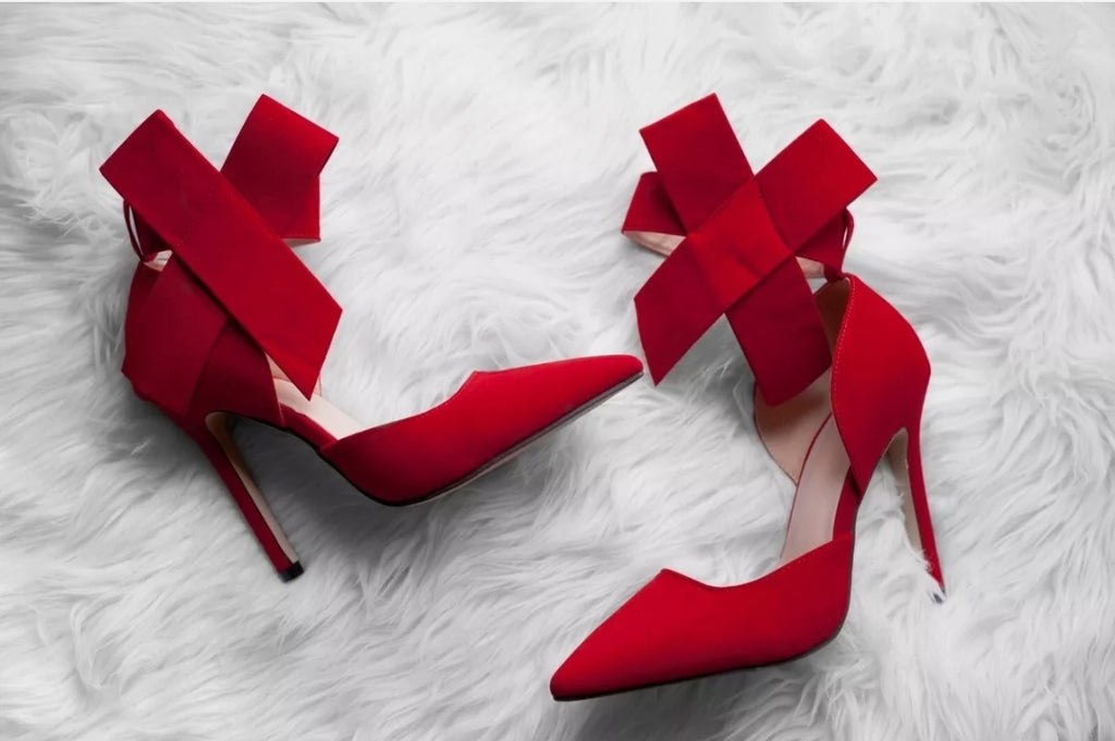 Aminah Abdul Jillil Suede Bow Accents Stilettos