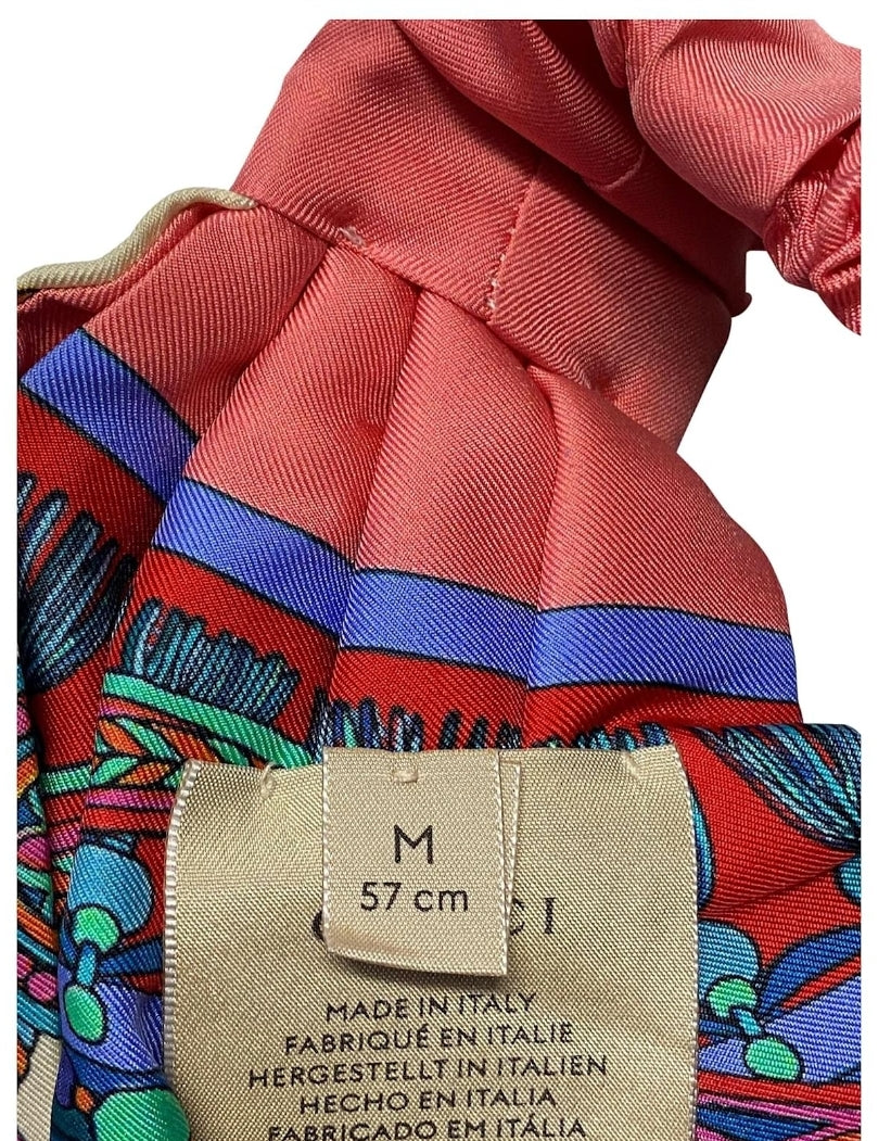 Gucci Tassel and Chain Print Headband in Pink Silk