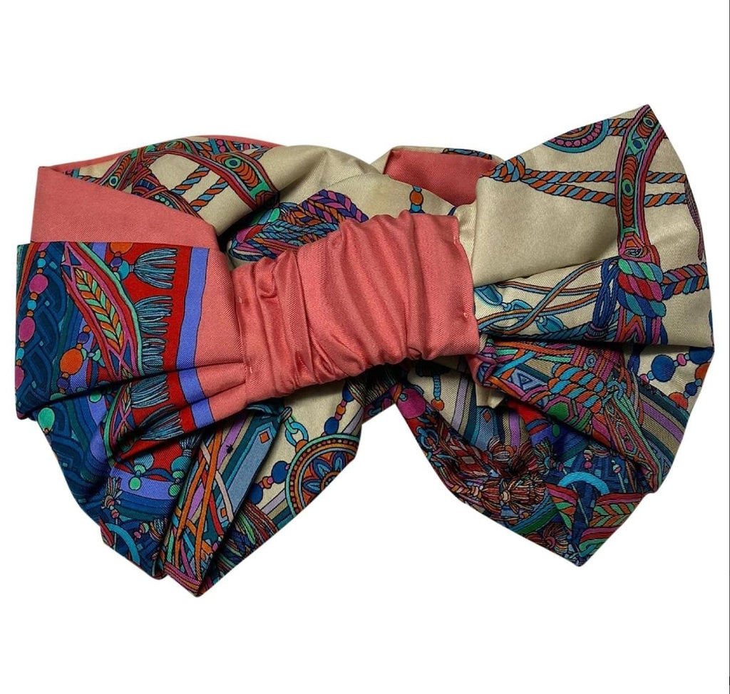 Gucci Tassel and Chain Print Headband in Pink Silk