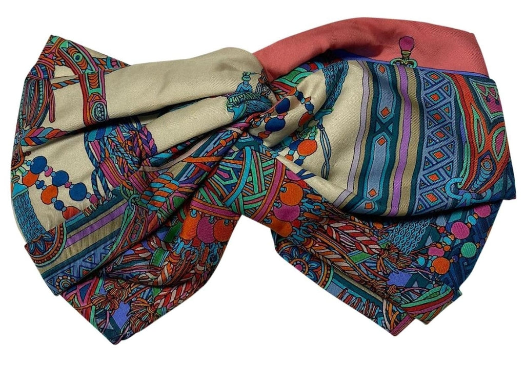 Gucci Tassel and Chain Print Headband in Pink Silk