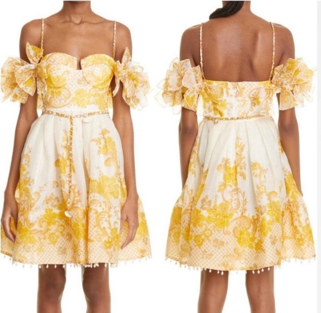 Zimmermann Postcard Bow Sleeve Dress