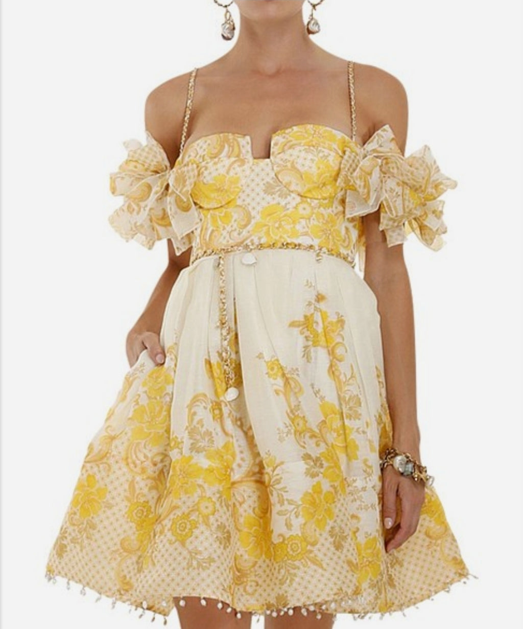 Zimmermann Postcard Bow Sleeve Dress