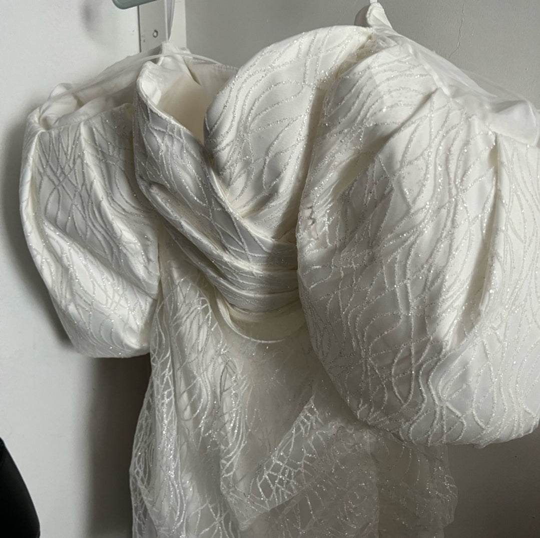 White Puff Sleeve Bridal Dress