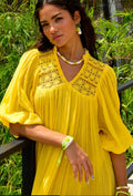 70s Yellow Gauze Dress