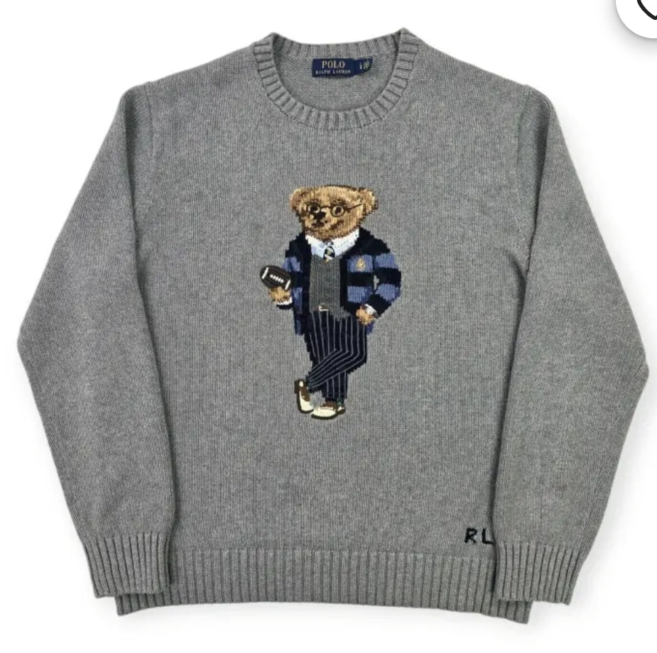 Polo Ralph Lauren - Polo Bear Intarsia Cotton Sweater - Gray