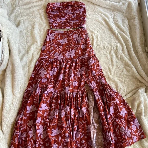 Wayf Bandeau Crop Top Maxi Skirt Set