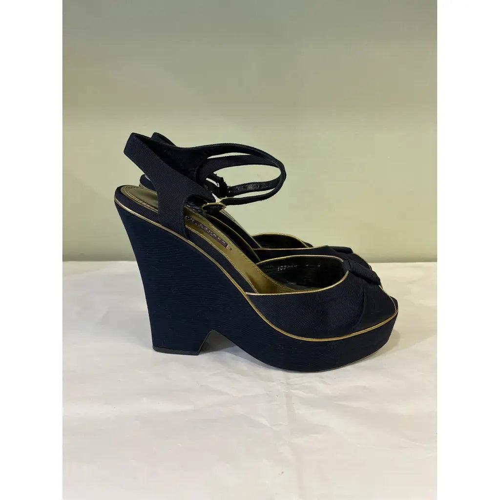 Ralph Lauren Collection Navy Cloth Heels