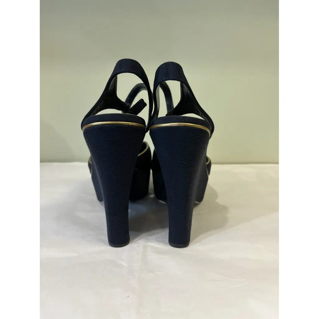 Ralph Lauren Collection Navy Cloth Heels